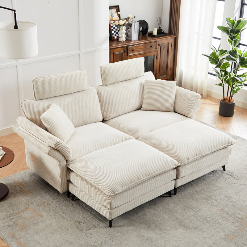 Canapé modulaire en velours côtelé 85,8 po Deep Living 4