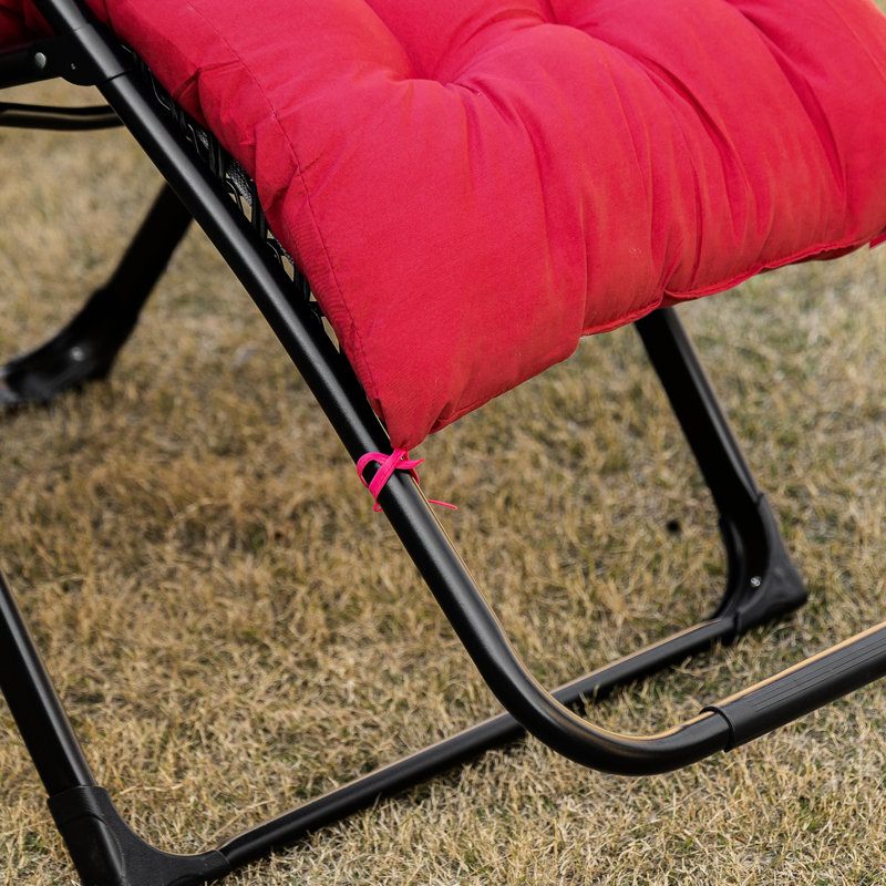 Fauteuil Red Zero Gravity, inclinable et pliable avec coussin et support latéral, capacité de 264 lb, table rembourrée pour l'intérieur et l'extérieur