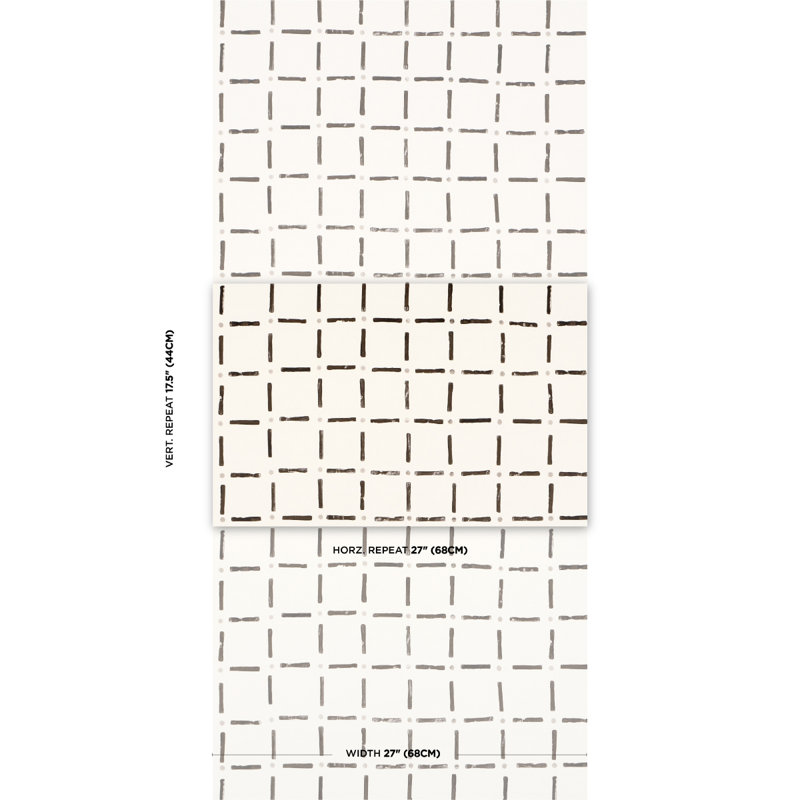 Papier peint Schumacher X Caroline Z Hurley Drifting Grid, Noir