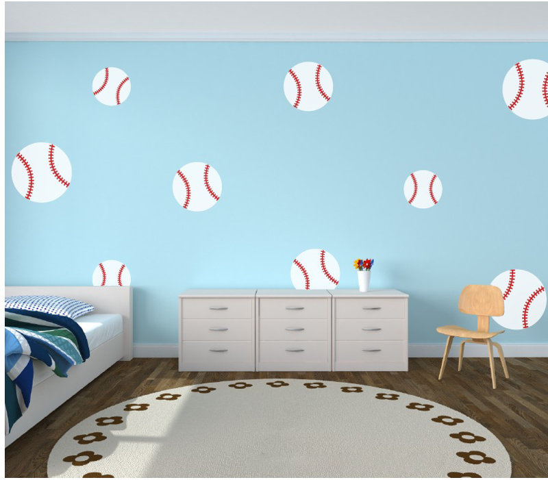 Adhésif décoratif baseball, H 49 po x l 49 po x P 0,01 po