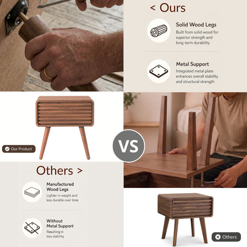 Bria End Table with Storage, Walnut