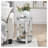 Round Mirrored End Table with Crystal Inlay and Two-Tier Open Storage in Silver