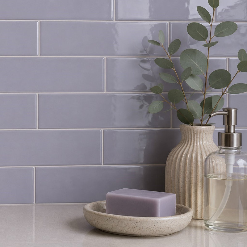 Curvaceous 3" x 12" Ceramic Wall Tile, Lilac