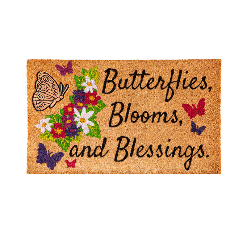 Tapis en fibre de coco avec papillons en caoutchouc Butterflies, Blooms and Blessings