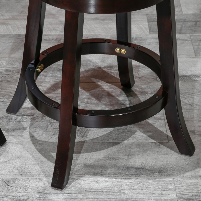 30" Bar Stool, Natural Finish, Fabric Seat, Black, Beige