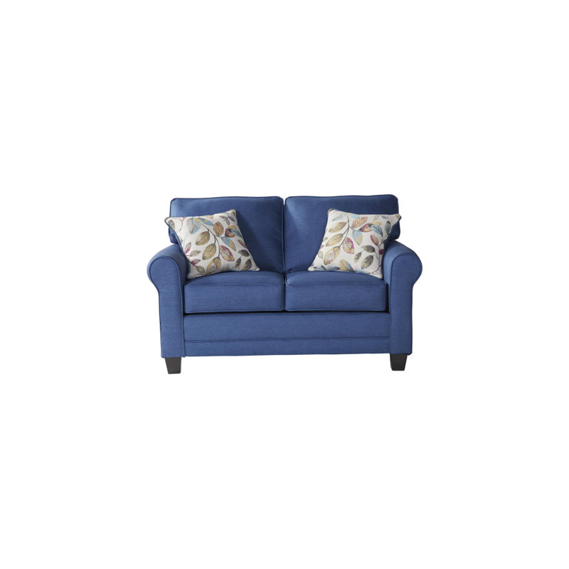 Causeuse à accoudoirs arrondis 61 po avec coussins réversibles, Polyester denim Jitterbug