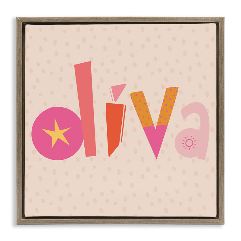 Diva Patterned Whimsical Text Floating Frame, design by Sazerelli Designs, 25" H x 25" W, Montalcino Elm Floater Frame