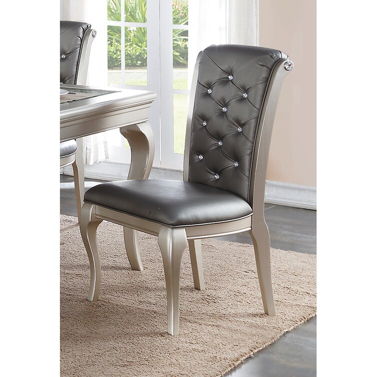 Amity Upholstered King Louis Back Side Chair (Set of 2) Willa Arlo Interiors Frame Color: Silver, Upholstery Color: White