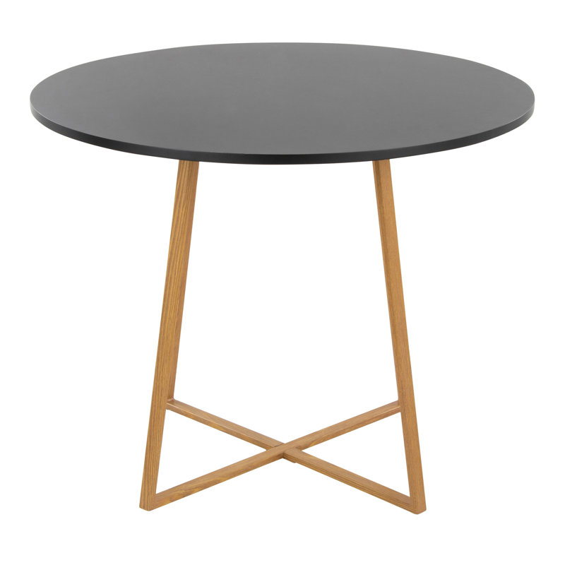 Table de salle à manger en bois naturel transfert et métal, MDF noir, Black
