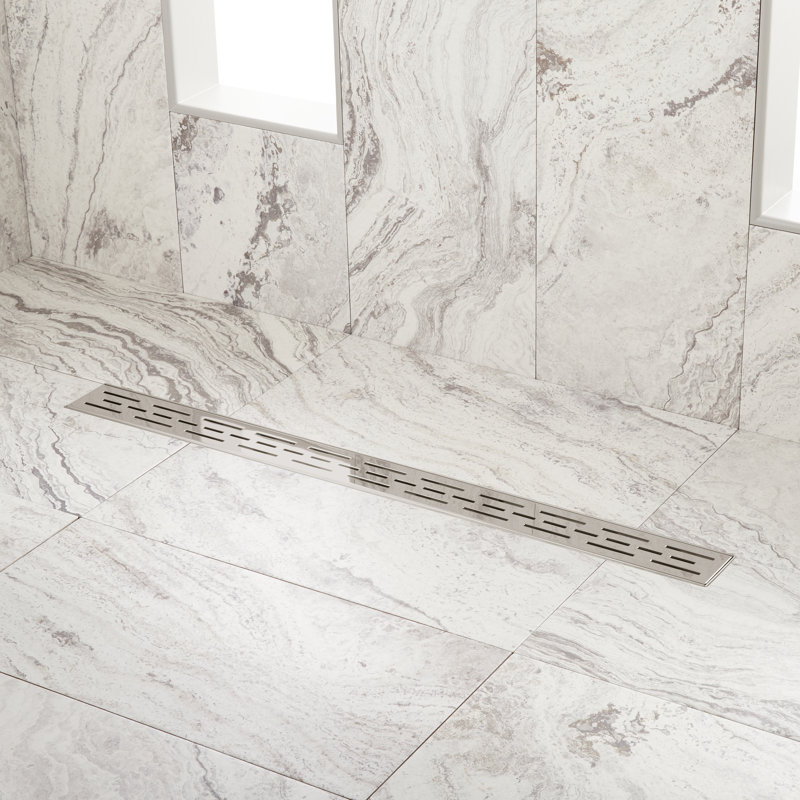 28" Slotted Linear Shower Drain, Polished Stainless Steel