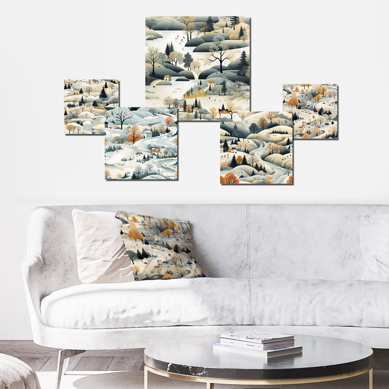 Hamda - ensemble d'art mural floral de 5