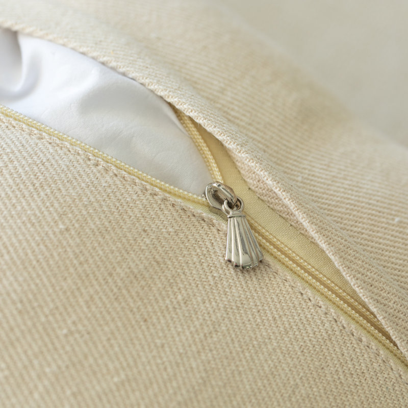17'' Handwoven Cotton Euro Pillow Cover with Fringed Tassels, Natural