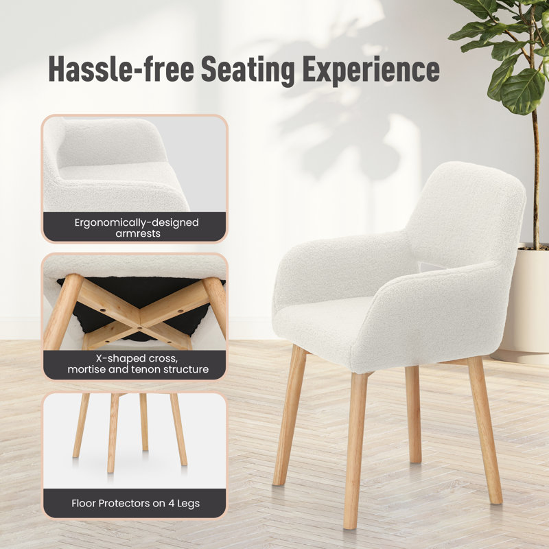 Teddy Velvet Dining Chairs Set Of 4, White