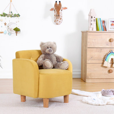 Fauteuil à oreilles pour enfants, 20,1 po x 18,5 po x 20,9 po | Revêtement 100% coton, éponge orthopédique 35 pouces de 2,8 pouces, pieds en bois robustes | Style bohémien et scandinave, parfait pour la salle de jeux et la chambre de bébé