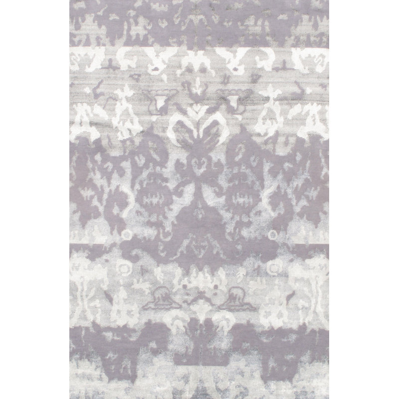 Modern Silk Ikat Area Rug in Gray