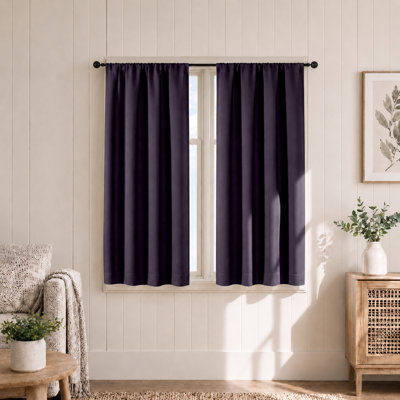 Blackberry Short Blackout Curtains for Bedroom 45 Inches Long 2 Panels Set, Solid Thermal Insulated, Energy Saving Window Treatment Curtains Blackout Drapes, W40 x L45 Inch, Blackberry