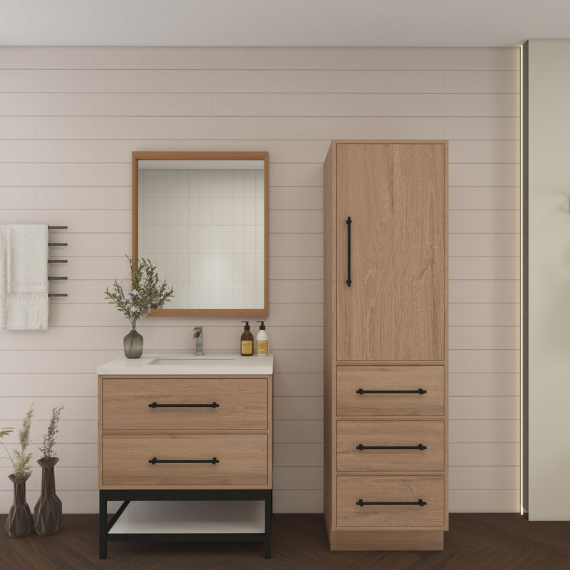 Victoria 20" Side Cabinet Freestanding, Red Oak