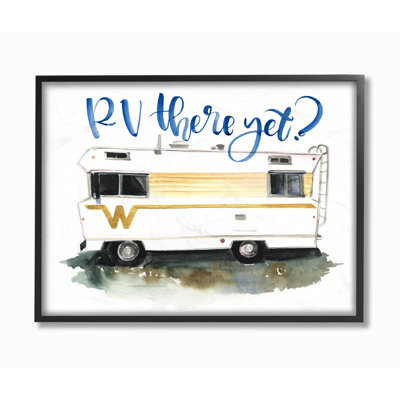 " RV There Yet Yellow Striped RV Watercolor " Graphic Art Print