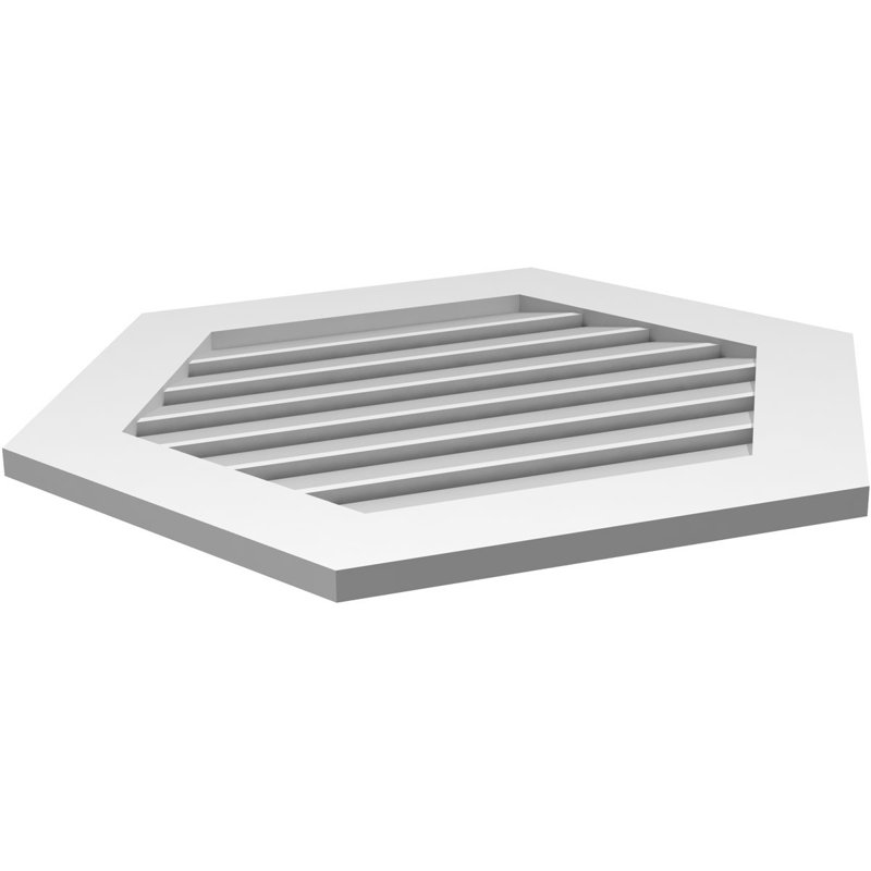 Horizontal Peaked Surface Mount Signature Urethane Functional Gable Vent, Primed Tan, 26" H x 32" W x 1" D