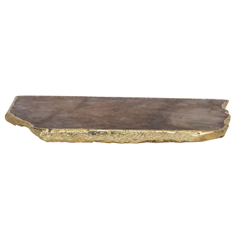 Agate Slab Tray with Electroplated Edge