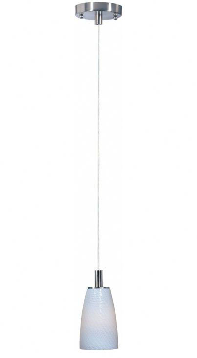 Luminaire suspendu 1 lumière Carte, Nickel satiné / 12 po / ondulation blanche / fluo