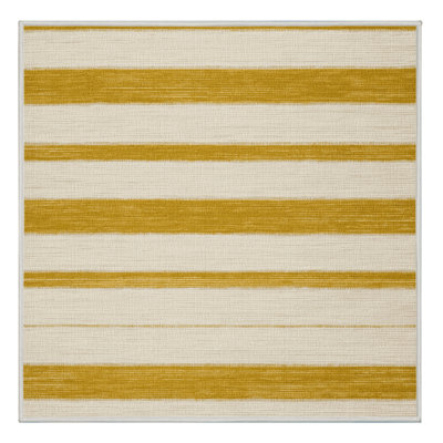 Tapis beige à rayures horizontales lavable à la machine