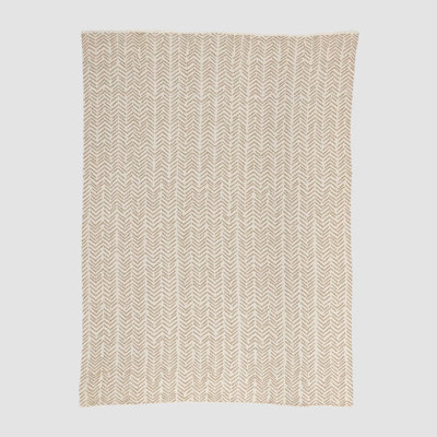 Cotton Sustainable Knit Warrior Throw Blanket Beige | Cancer Awareness