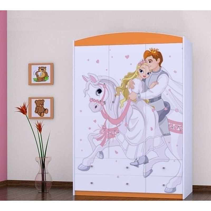 Huard 3 Door Wardrobe, Orange
