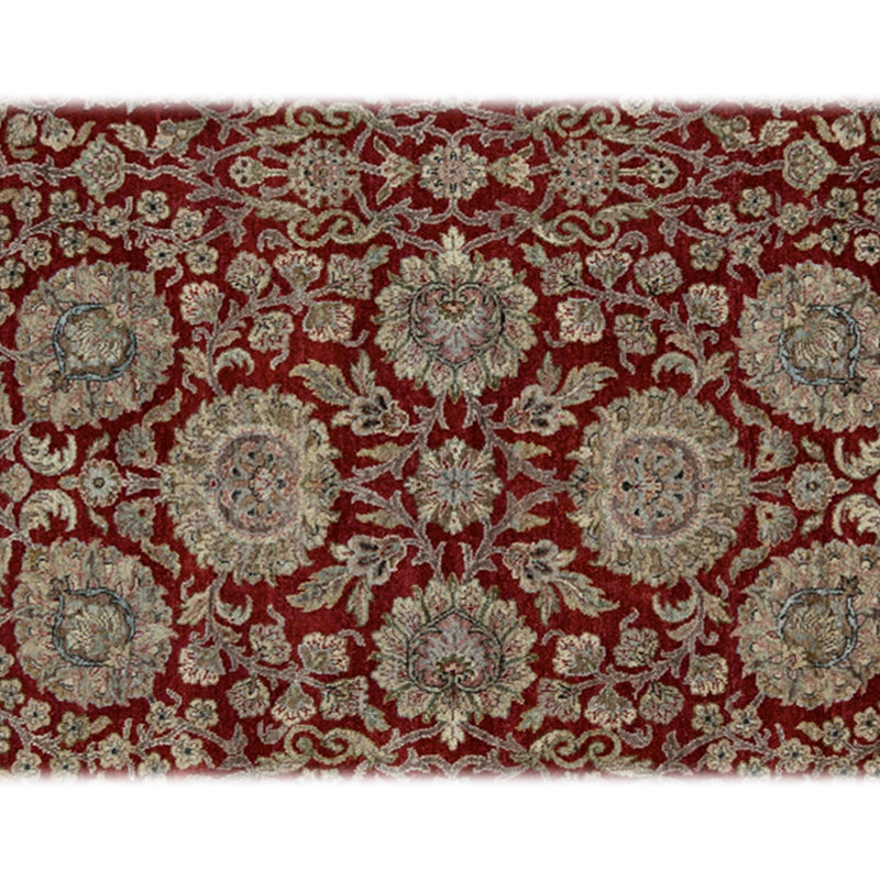 Tapis rouge et ivoire de haute qualité noué à la main