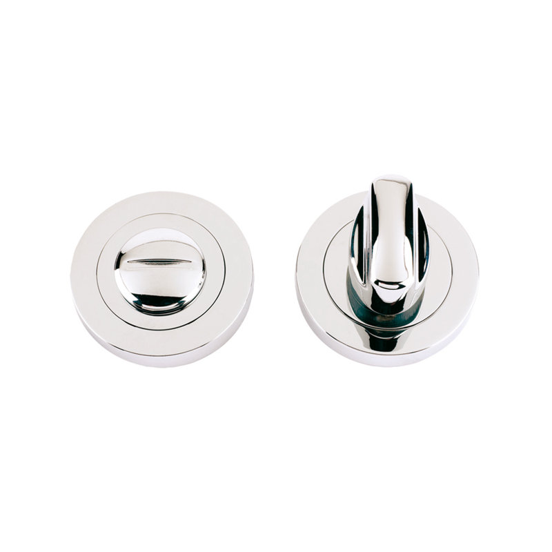 Turn and Release Complete with Escutcheons and Spindle Rose, Polished Nickel