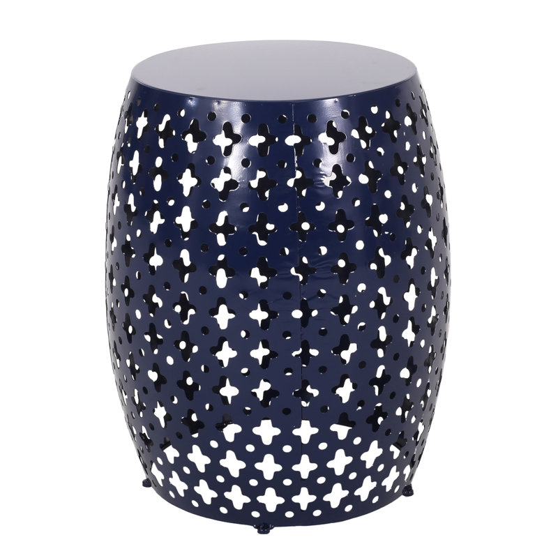 Navy Blue Side Table - Modern, Metal Frame, 16.50 X 20.50, No Assembly Trouble End Modern With Iron Cut,, Navy Blue