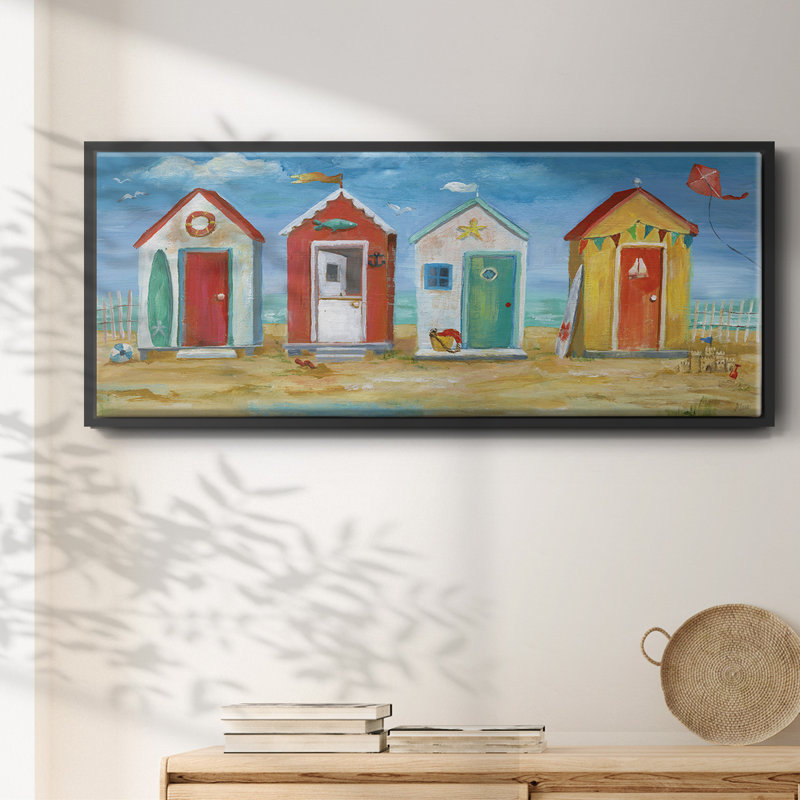Bright Beach Huts - Toile encadrée, H 8 po x l 20 po
