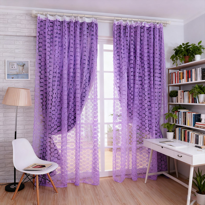 Rose Tulle Window Curtain Panel, Privacy Screen For Door & Window, Sheer Decorative Mesh For Wedding Arch, Home Decor, 39" X 79" 2 Panels