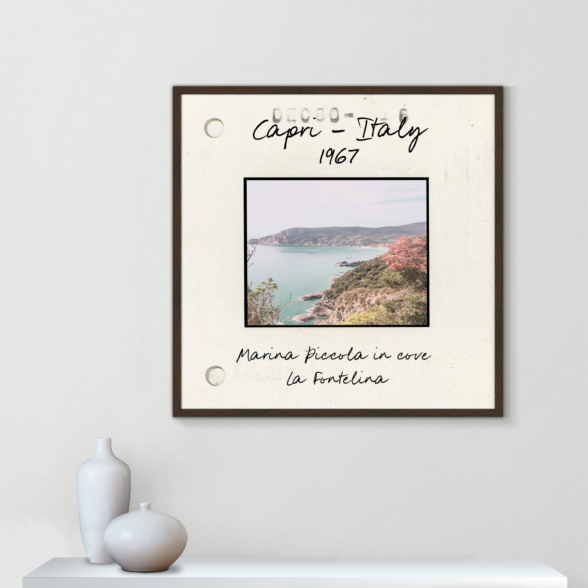 Capri Italy - Marina Picolla in La Fontalina Print by Susan Jill, Walnut Single Picture Framed Paper, 32" H x 32" W x 0.75" D