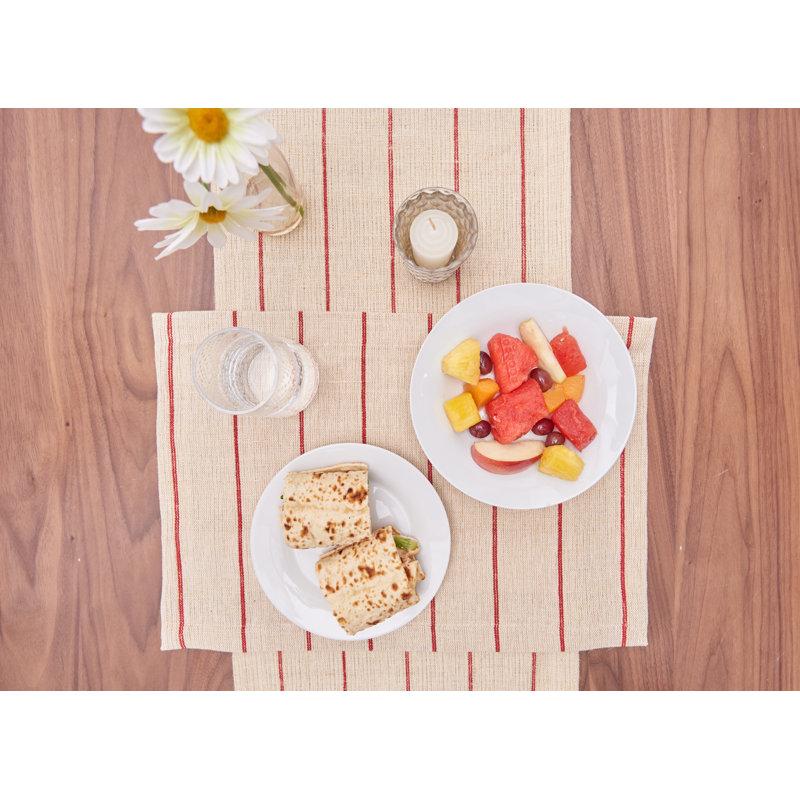 Vali Striped Table Runner, Crimson