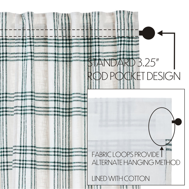 Pine Grove Plaid Cotton Tailored Valance in Green and White
