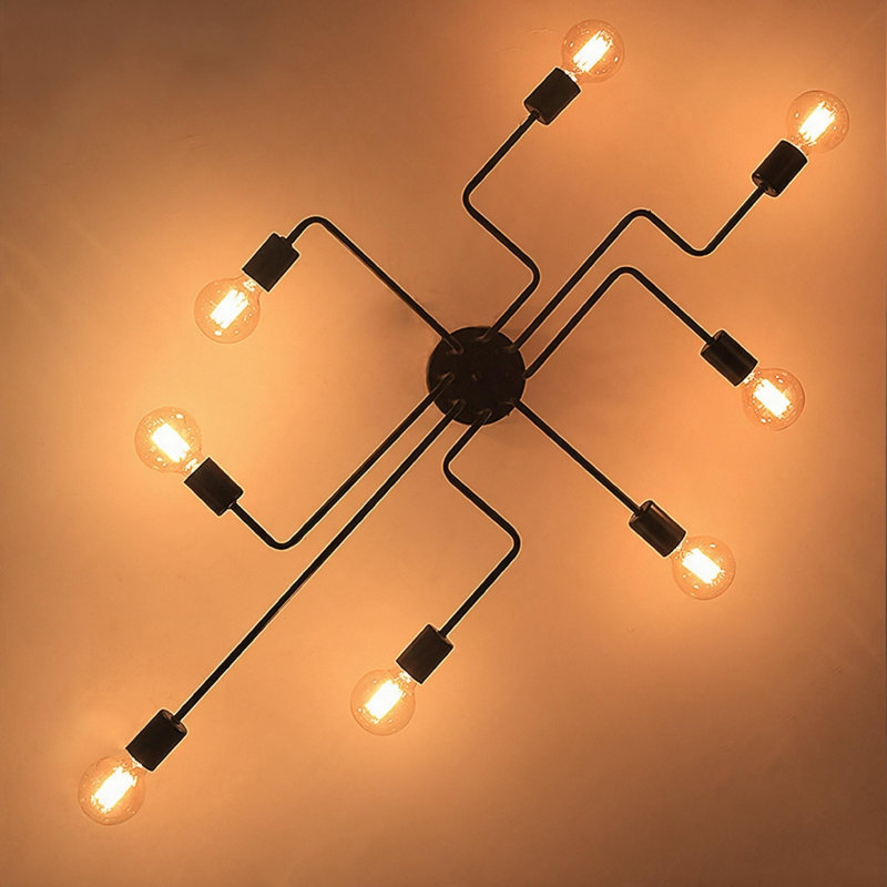 Industrial  Sputnik Semi Flush Mount Ceiling Light 44"