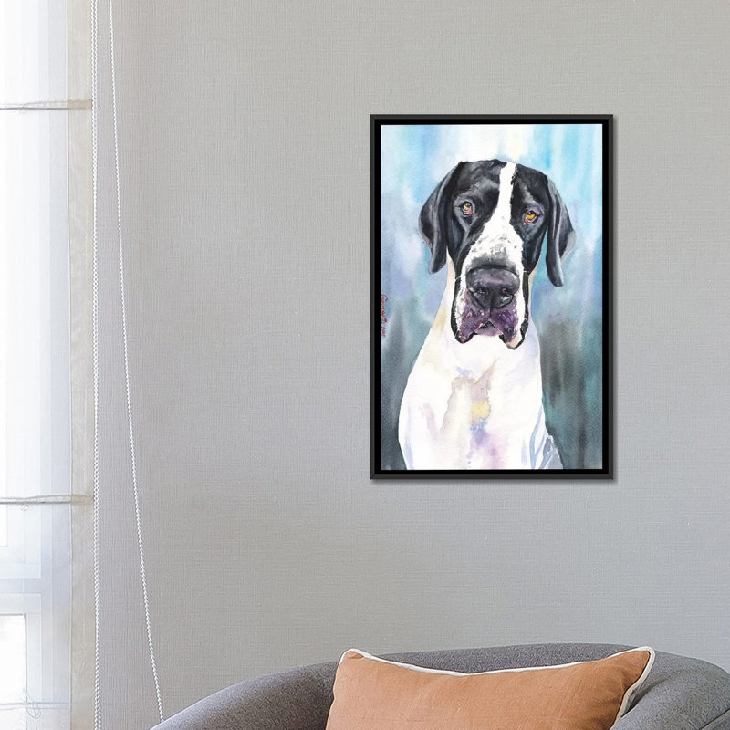 «Great Dane IV», impression sur toile, H 26 po x l 18 po x P 1,5 po, Toile encadrée noire, Pas de tapis
