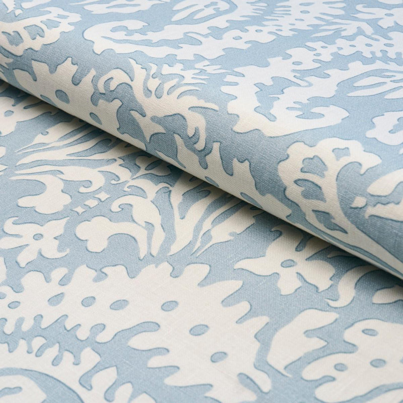 Schumacher X Veere Grenney Suffolk Damask Fabric, Blue