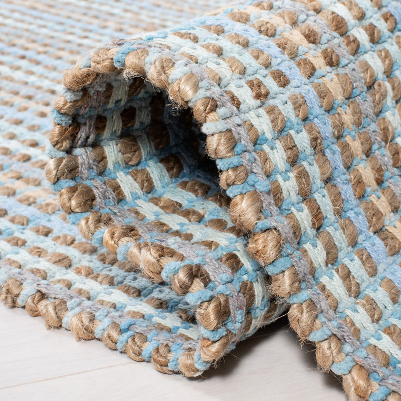 Doleman Hand Woven Jute/Cotton Striped Rug in Gray, Rectangle 3' x 5'