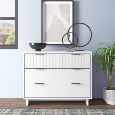 Commode moderne en bois massif 38 "avec 3 tiroirs Granville