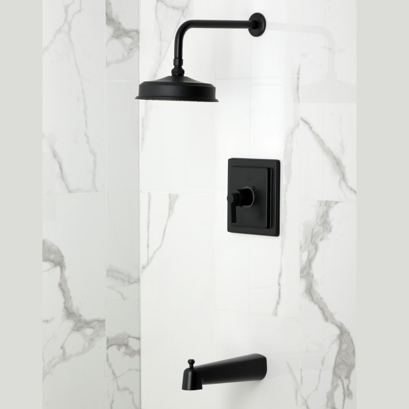 Kingston Brass Nuvofusion Single-Handle Pressure Balanced Tub And Shower Faucet, Matte Black