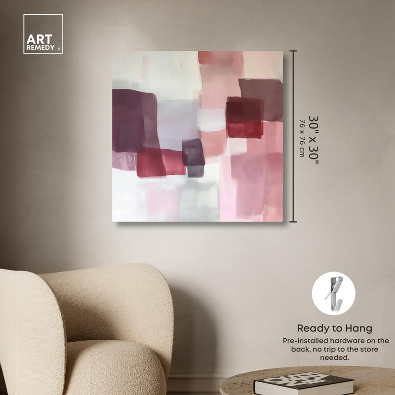 Motif de rubis sur toile blanche, art abstrait Boho par Art Remedy, H 30 po x l 30 po x P 1,5 po, Toile tendue