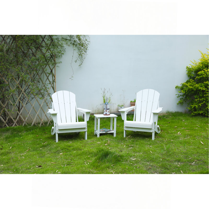 Chaise Adirondack pliante avec table d'appoint, ensemble de 3 chaises Adirondack, blanc (2 chaises et 1 table), Blanc