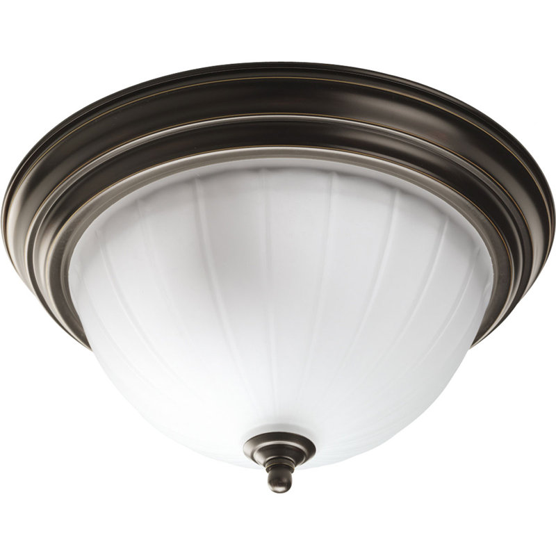 Bodnar Glass Flush Mount, Antique Bronze, 7" H x 13.25" W, Medium Base