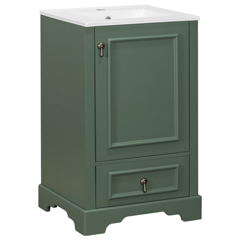 Meuble-lavabo de 20 po avec comptoir en céramique, Vert