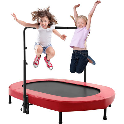 4.7' Foldable Oval Fitness Trampoline with Handlebar