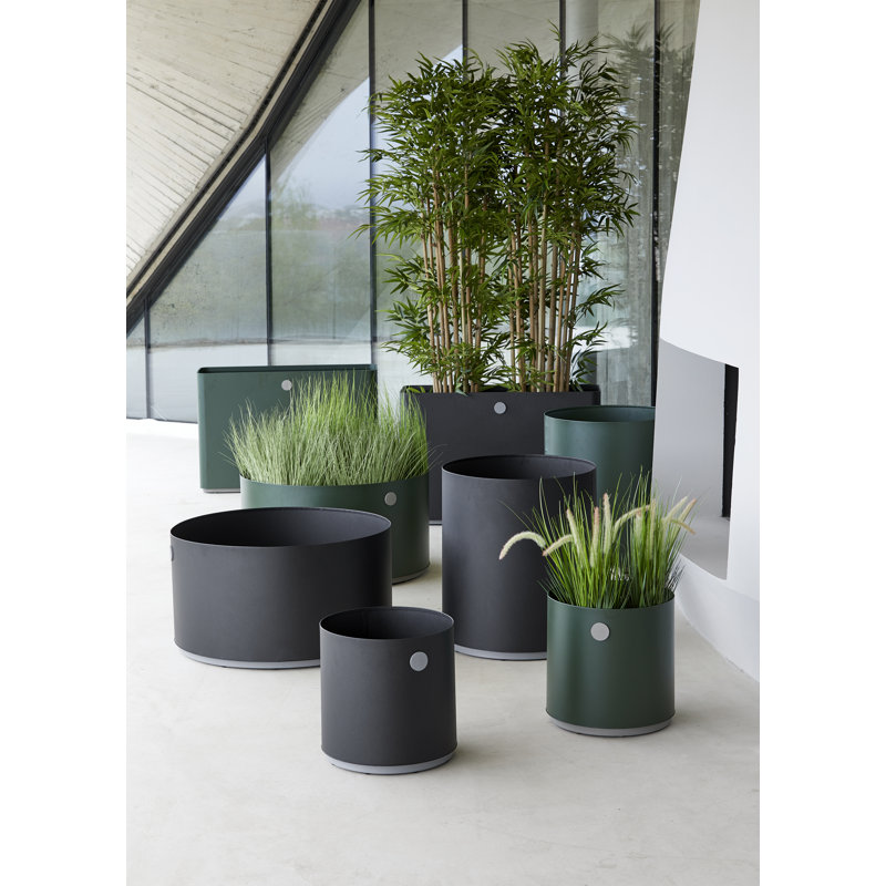 Grow Metal Planter, Dark Green/Taupe, 15" H x 15" W x 15" D 