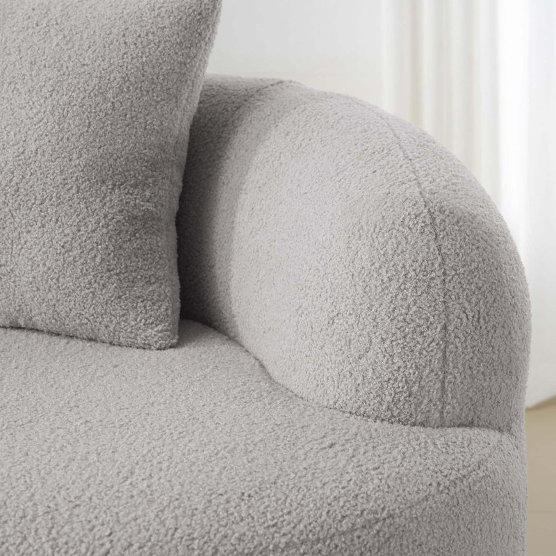 Canapé courbé avec accoudoir rond, canapé à compression avec 2 coussins, canapé crème pour petit espace, salon, chambre à coucher, sans assemblage