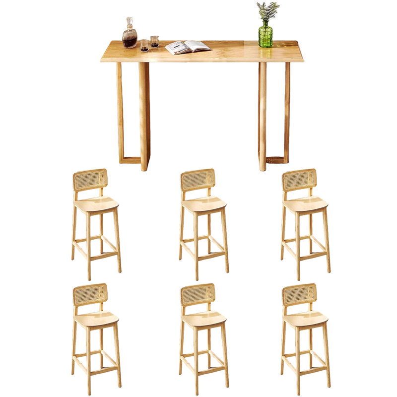 Tables et chaises de comptoir de bar en bois massif, H 39,30 po x l 19,60 po x P 78,70 po, 7